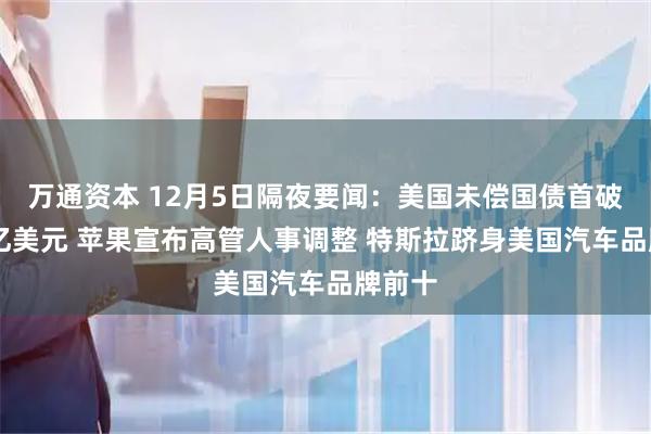 万通资本 12月5日隔夜要闻：美国未偿国债首破30万亿美元 苹果宣布高管人事调整 特斯拉跻身美国汽车品牌前十